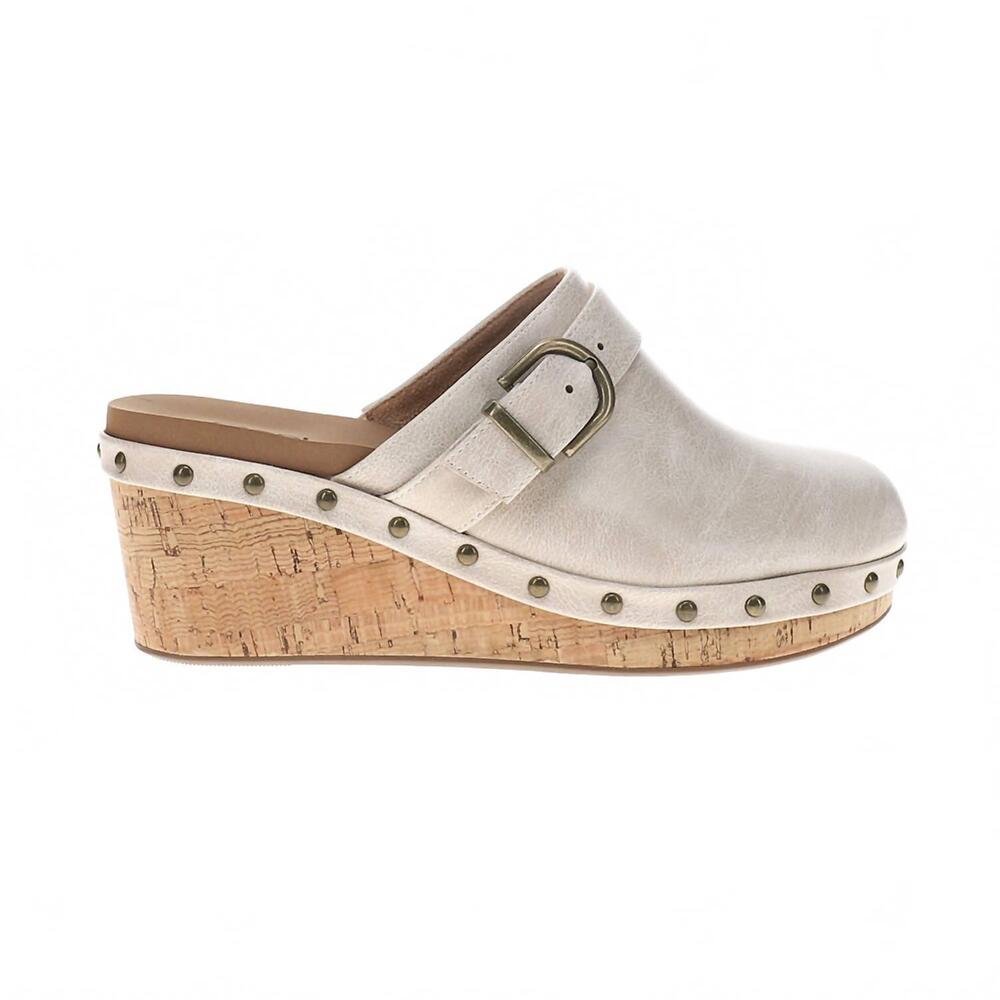 NEW CORKYS FOOTWEAR women's who knew studded slip on clogs in ivory